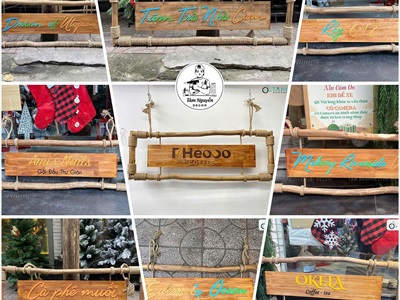 Bảng hiệu khung củi quấn dây thừng Rustic [Nội dung - Kích thước theo yêu cầu] YC-BANGHIEU-02